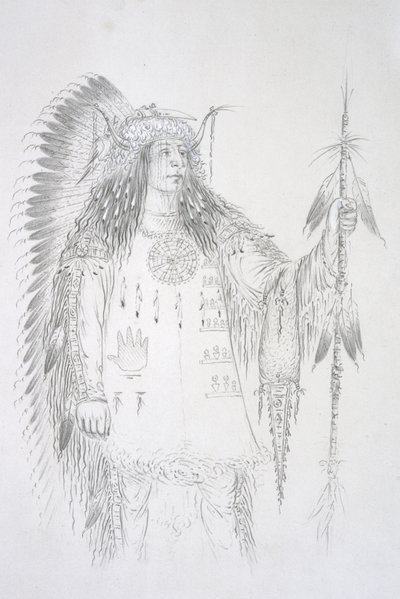 Mah-to-toh-pa (The Four Bears) by George Catlin
